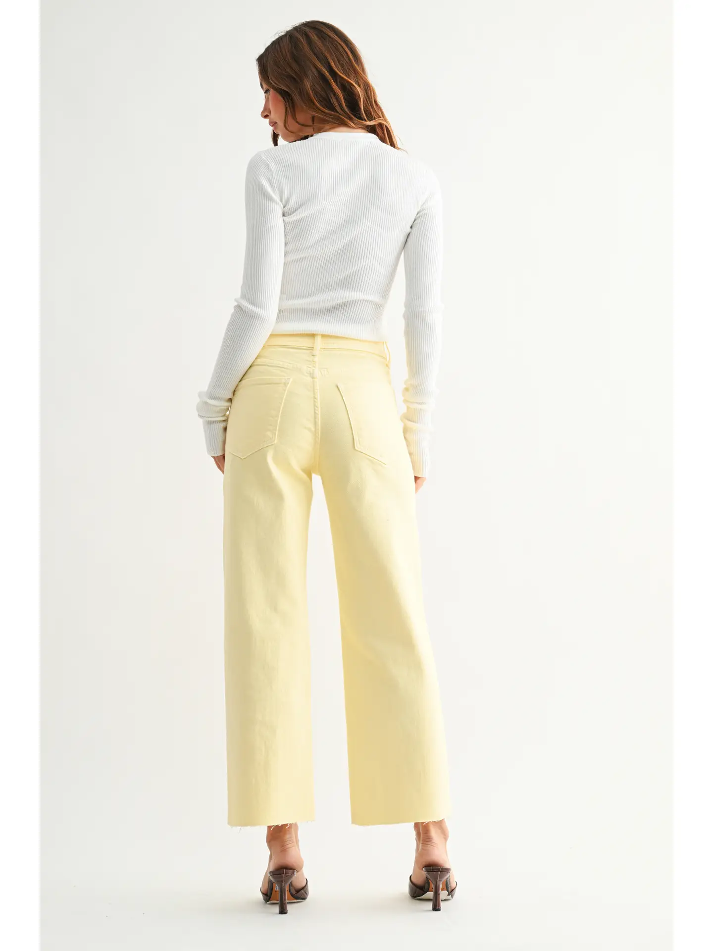 High Rise Pastel Yellow Utility Wide Leg - Image 3