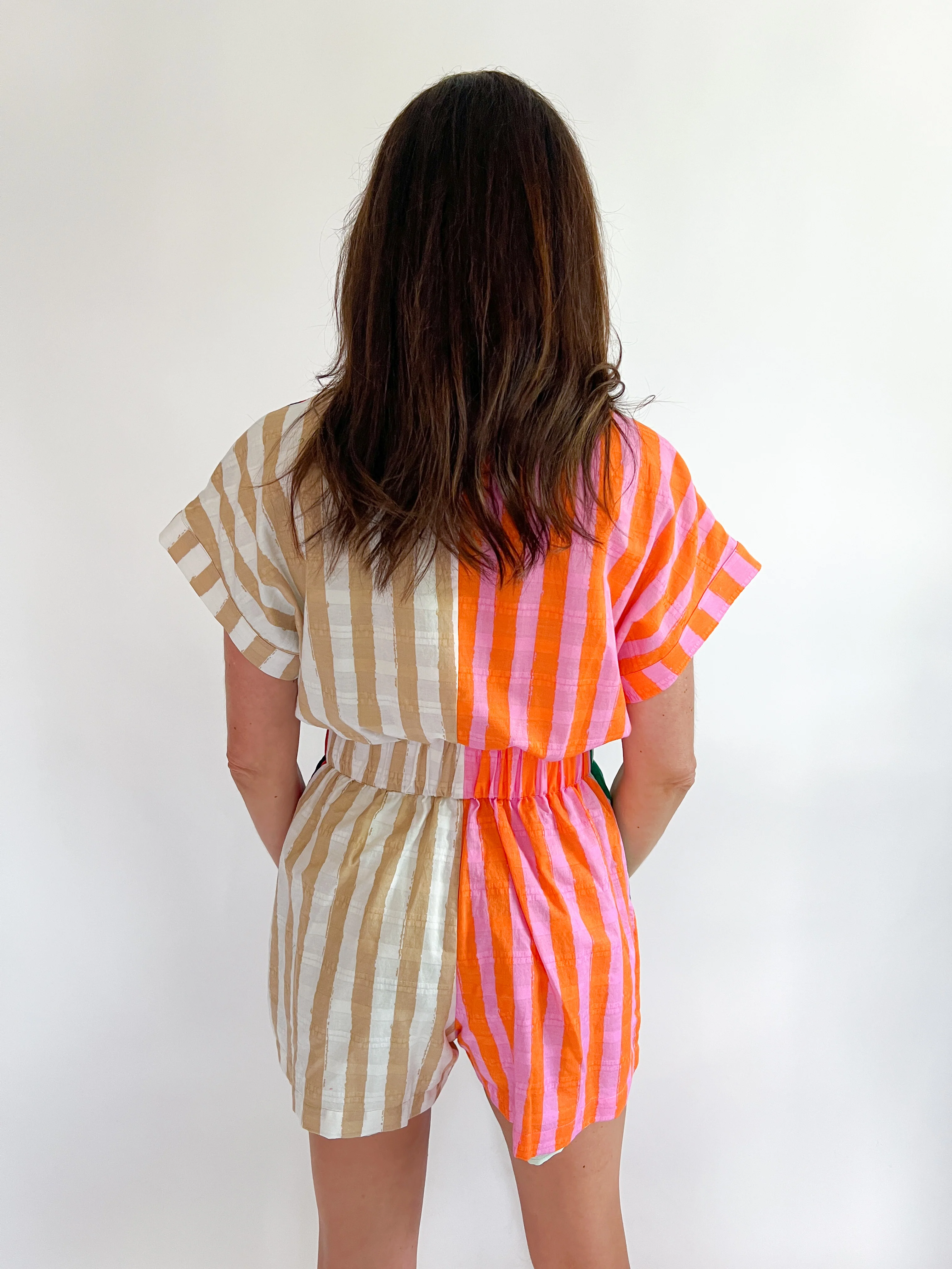 Mist Green Striped Poppy Romper - Image 3