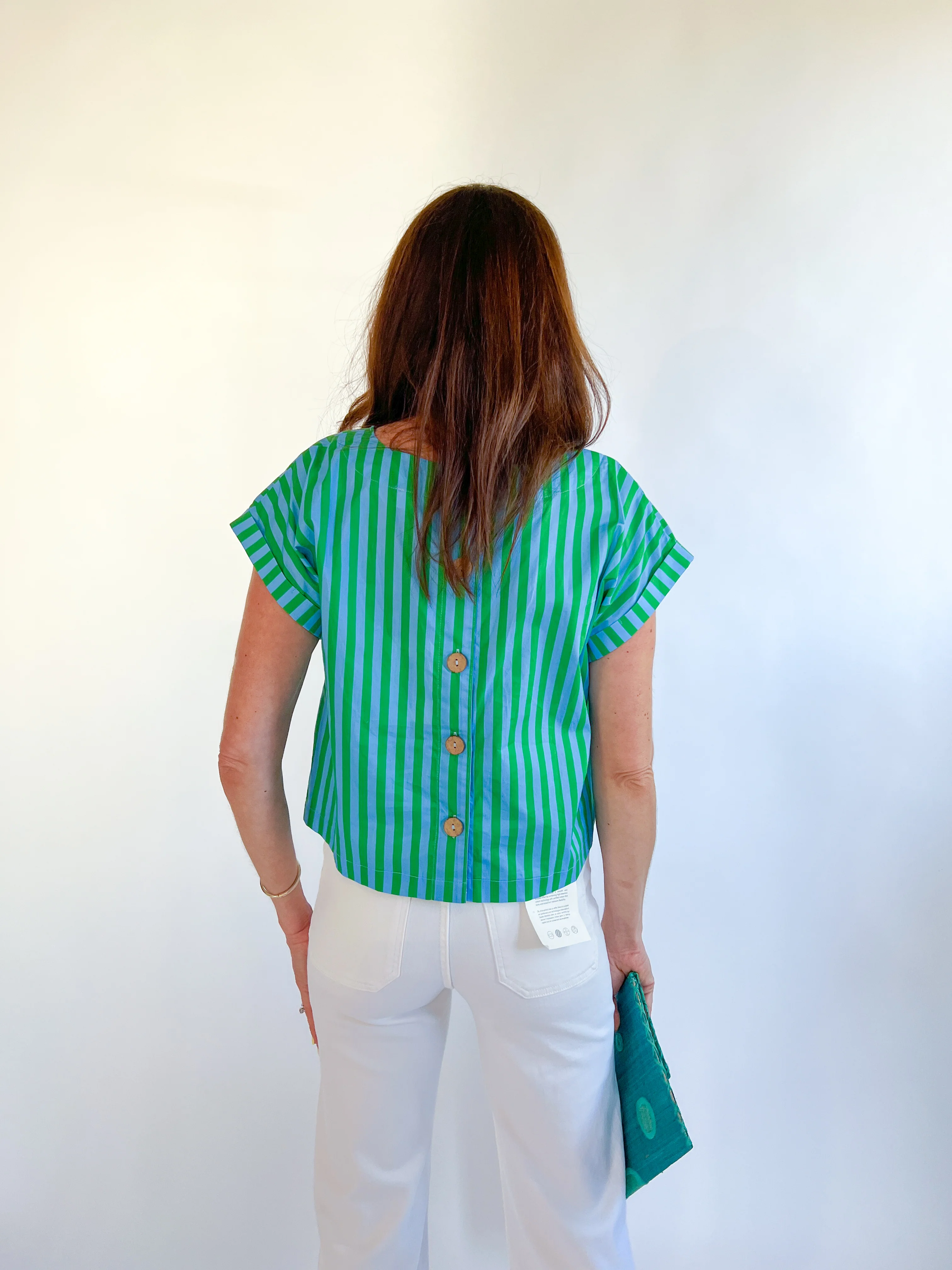 Spring Blue Stripe Short Sleeve Top - Image 4